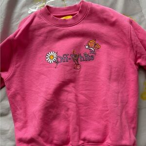 Off-White Kids Hot Pink Floral & Butterfly Crewneck Sweatshirt